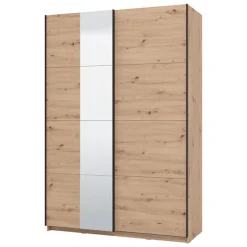 Guardaroba Grande Marrone Rovere Nodi Nero Appendiabiti 2 Ripiani 145.5x217.5h cm, Apertura Scorrevole - Pasturo