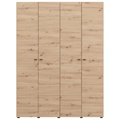 Guardaroba Grande Marrone Rovere Nodi Nero Appendiabiti 2 Ripiani 155x208h cm, 4 Vani - Soris