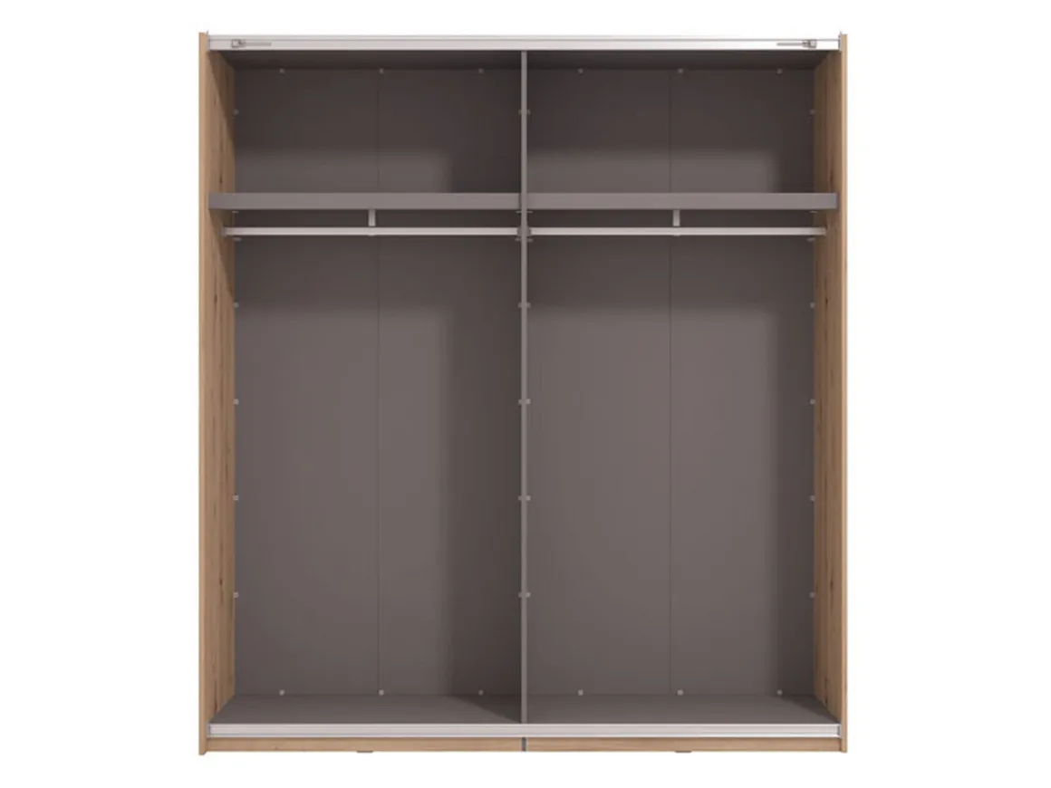 Guardaroba Grande Marrone Rovere Nodi Nero Appendiabiti 2 Ripiani 195x217.5h cm, Apertura Scorrevole - Porlezza