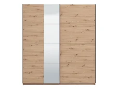 Guardaroba Grande Marrone Rovere Nodi Nero Appendiabiti 2 Ripiani 195x217.5h cm, Apertura Scorrevole - Porlezza