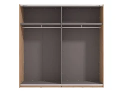 Guardaroba Grande Marrone Rovere Nodi Nero Appendiabiti 2 Ripiani 220x217.5h cm, 4 Vani - Nucetto