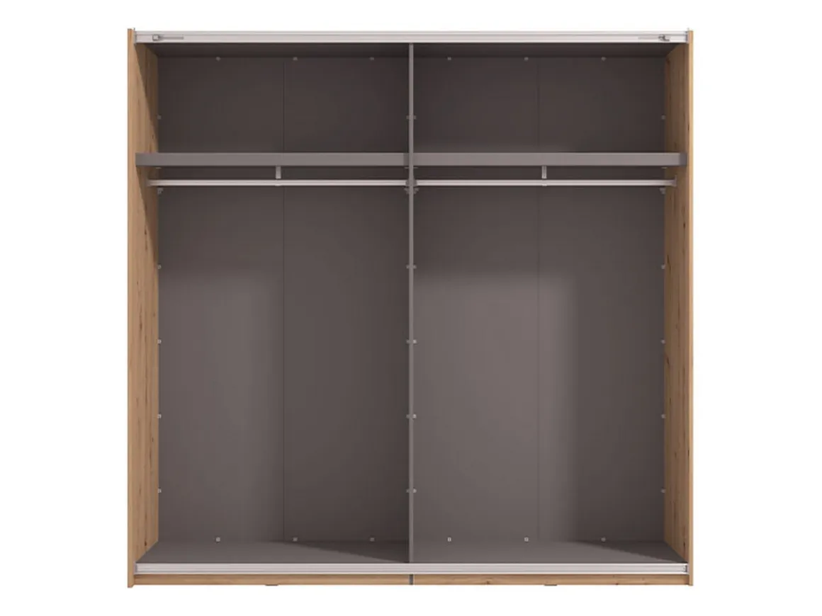 Guardaroba Grande Marrone Rovere Nodi Nero Appendiabiti 2 Ripiani 220x217.5h cm, 4 Vani - Nucetto