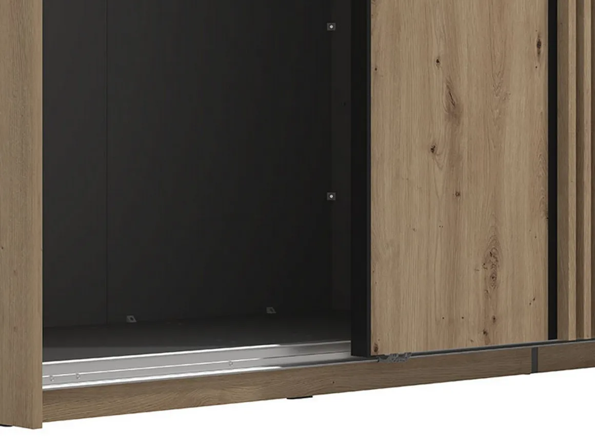 Guardaroba Grande Marrone Rovere Nodi Nero Appendiabiti 2 Ripiani 220x217.5h cm, 4 Vani - Nucetto
