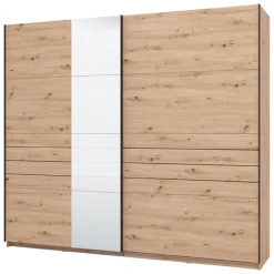 Guardaroba Grande Marrone Rovere Nodi Nero Appendiabiti 2 Ripiani 245x217.5h cm, Apertura Scorrevole - Peio