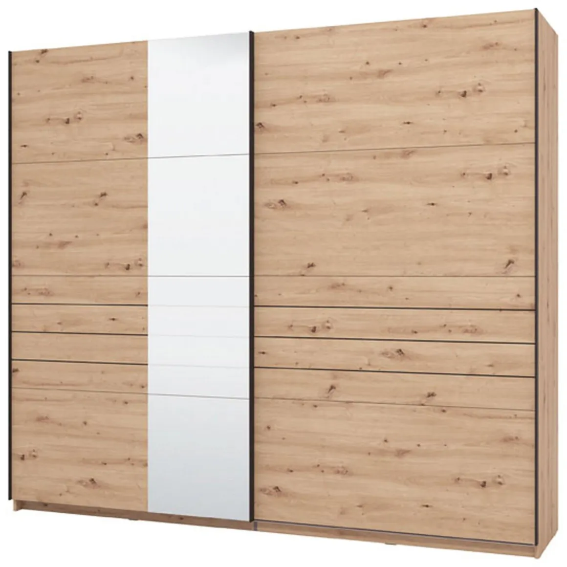 Altri Guardaroba > Dmora Guardaroba Grande Marrone Rovere Nodi Nero Appendiabiti 2 Ripiani 267x217h cm, Apertura Scorrevole - Tures Nero, Marrone Rovere Nodi