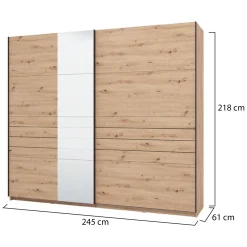 Altri Guardaroba > Dmora Guardaroba Grande Marrone Rovere Nodi Nero Appendiabiti 2 Ripiani 267x217h cm, Apertura Scorrevole - Tures Nero, Marrone Rovere Nodi