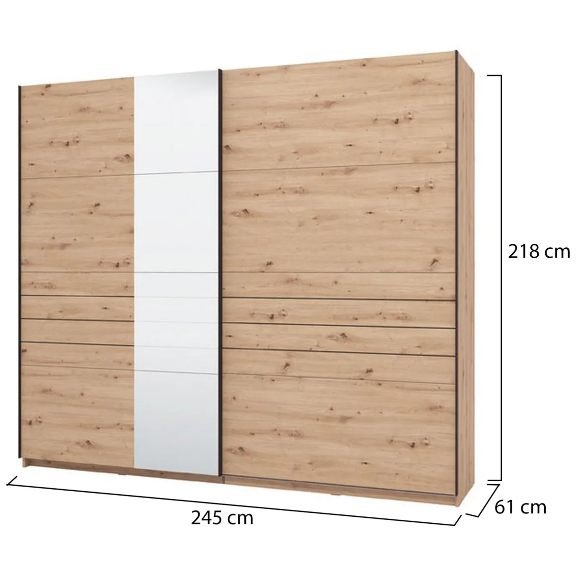 Altri Guardaroba > Dmora Guardaroba Grande Marrone Rovere Nodi Nero Appendiabiti 2 Ripiani 267x217h cm, Apertura Scorrevole - Tures Nero, Marrone Rovere Nodi