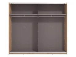 Altri Guardaroba > Dmora Guardaroba Grande Marrone Rovere Nodi Nero Appendiabiti 2 Ripiani 267x217h cm, Apertura Scorrevole - Tures Nero, Marrone Rovere Nodi