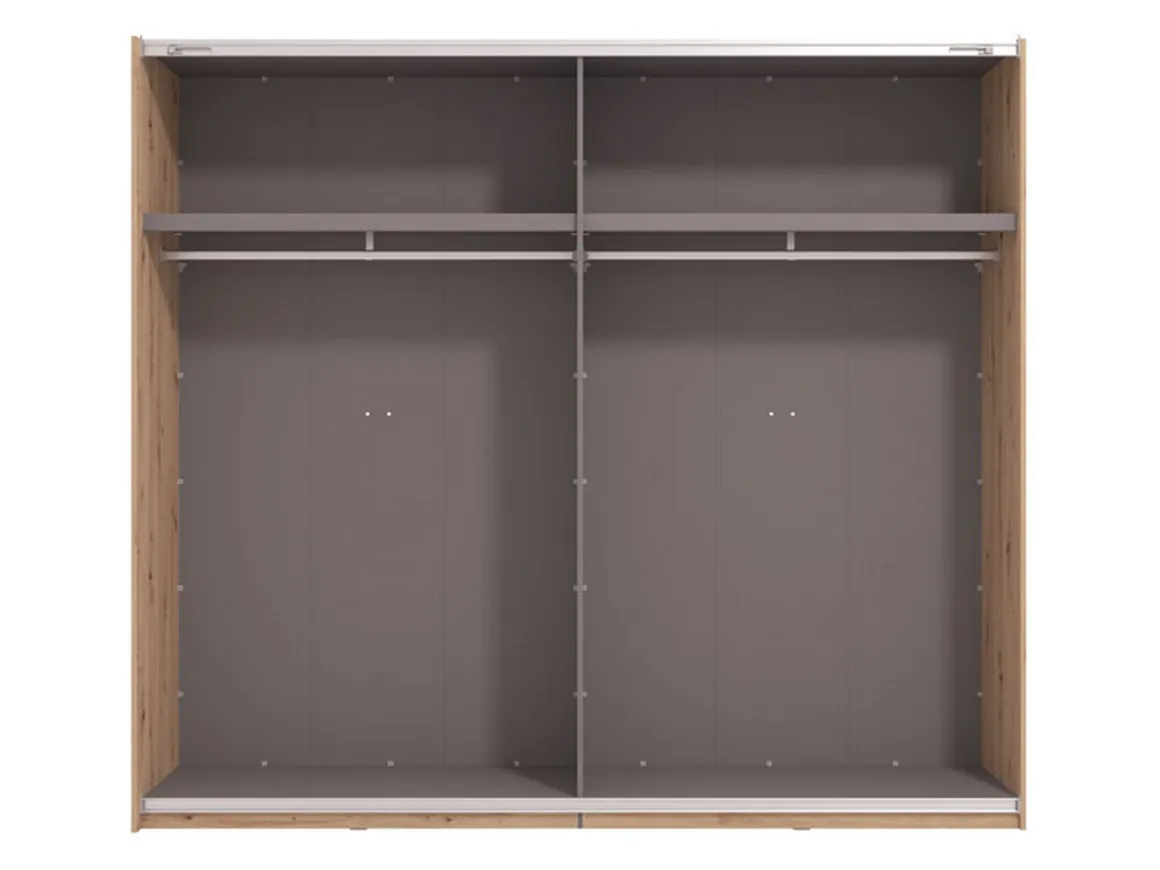 Altri Guardaroba > Dmora Guardaroba Grande Marrone Rovere Nodi Nero Appendiabiti 2 Ripiani 267x217h cm, Apertura Scorrevole - Tures Nero, Marrone Rovere Nodi