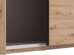 Altri Guardaroba > Dmora Guardaroba Grande Marrone Rovere Nodi Nero Appendiabiti 2 Ripiani 267x217h cm, Apertura Scorrevole - Tures Nero, Marrone Rovere Nodi