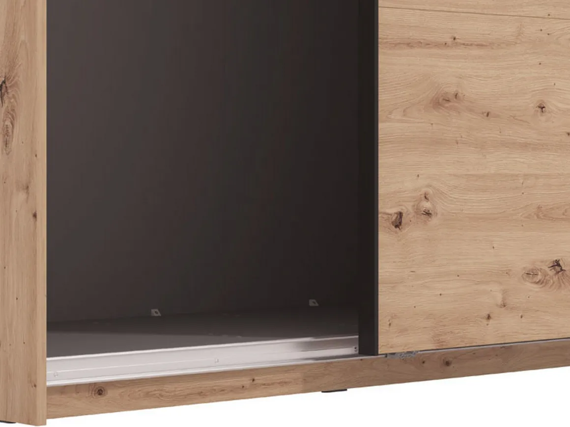 Altri Guardaroba > Dmora Guardaroba Grande Marrone Rovere Nodi Nero Appendiabiti 2 Ripiani 267x217h cm, Apertura Scorrevole - Tures Nero, Marrone Rovere Nodi