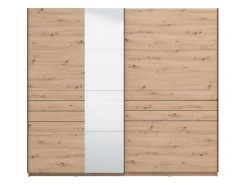 Altri Guardaroba > Dmora Guardaroba Grande Marrone Rovere Nodi Nero Appendiabiti 2 Ripiani 267x217h cm, Apertura Scorrevole - Tures Nero, Marrone Rovere Nodi
