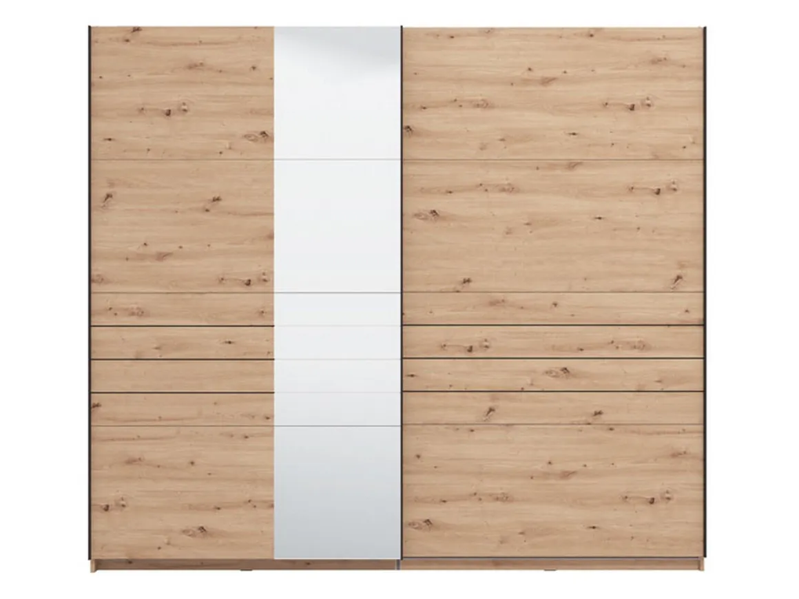 Altri Guardaroba > Dmora Guardaroba Grande Marrone Rovere Nodi Nero Appendiabiti 2 Ripiani 267x217h cm, Apertura Scorrevole - Tures Nero, Marrone Rovere Nodi