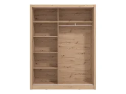 Altri Guardaroba > Dmora Guardaroba Grande Marrone Rovere Nodi Nero Appendiabiti 5 Ripiani 166x215.5h cm, Apertura Scorrevole - Musso Nero, Marrone Rovere Nodi