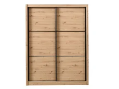 Altri Guardaroba > Dmora Guardaroba Grande Marrone Rovere Nodi Nero Appendiabiti 5 Ripiani 166x215.5h cm, Apertura Scorrevole - Musso Nero, Marrone Rovere Nodi
