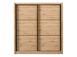 Guardaroba Grande Marrone Rovere Nodi Nero Appendiabiti 5 Ripiani 213x215.5h cm, Apertura Scorrevole - Dugnano