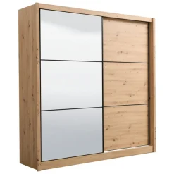 Guardaroba Grande Marrone Rovere Nodi Nero Appendiabiti 5 Ripiani 213x215.5h cm, Apertura Scorrevole - Pelago