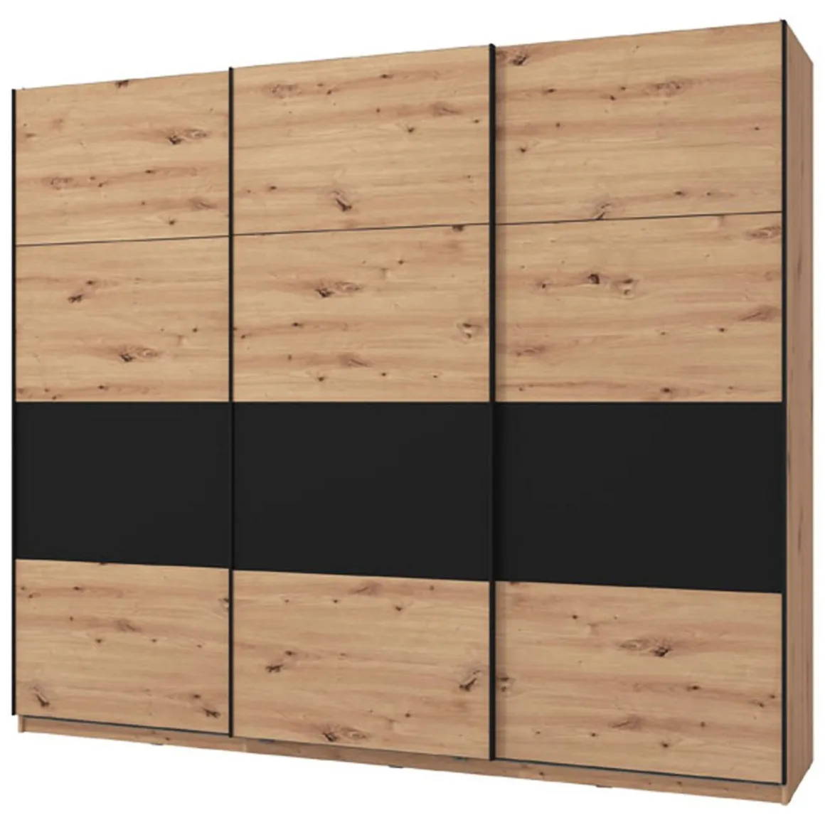 Guardaroba Grande Marrone Rovere Nodi Nero Appendiabiti 6 Ripiani 262.5x224h cm, Apertura Scorrevole - Miggiano