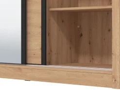 Altri Guardaroba > Dmora Guardaroba Grande Marrone Rovere Nodi Nero Rovere Nodi 3 Ripiani Appendiabiti 93x210.5h cm, Apertura Battente - Vimercati Nero Rovere Nodi, Marrone Rovere Nodi