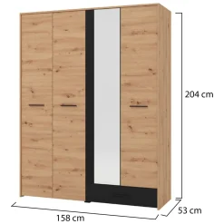 Altri Guardaroba > Dmora Guardaroba Grande Marrone Rovere Nodi Trasparente Appendiabiti 8 Ripiani 217x210h cm, Apertura Scorrevole - Soncino Trasparente, Marrone Rovere Nodi