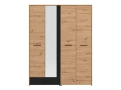 Altri Guardaroba > Dmora Guardaroba Grande Marrone Rovere Nodi Trasparente Appendiabiti 8 Ripiani 217x210h cm, Apertura Scorrevole - Soncino Trasparente, Marrone Rovere Nodi