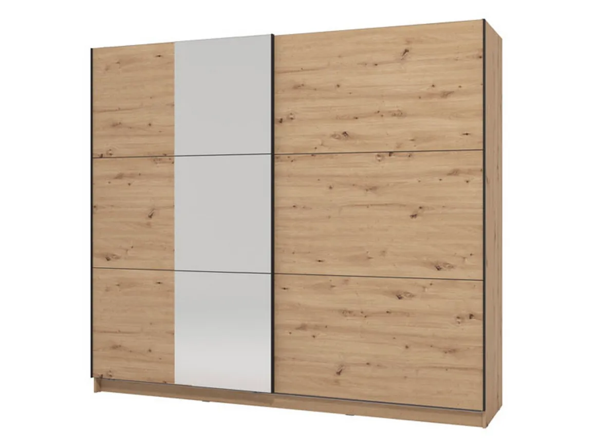 Guardaroba Grande Marrone Rovere Nodi Trasparente Appendiabiti 8 Ripiani 236.5x210h cm, Apertura Scorrevole - Sorgono