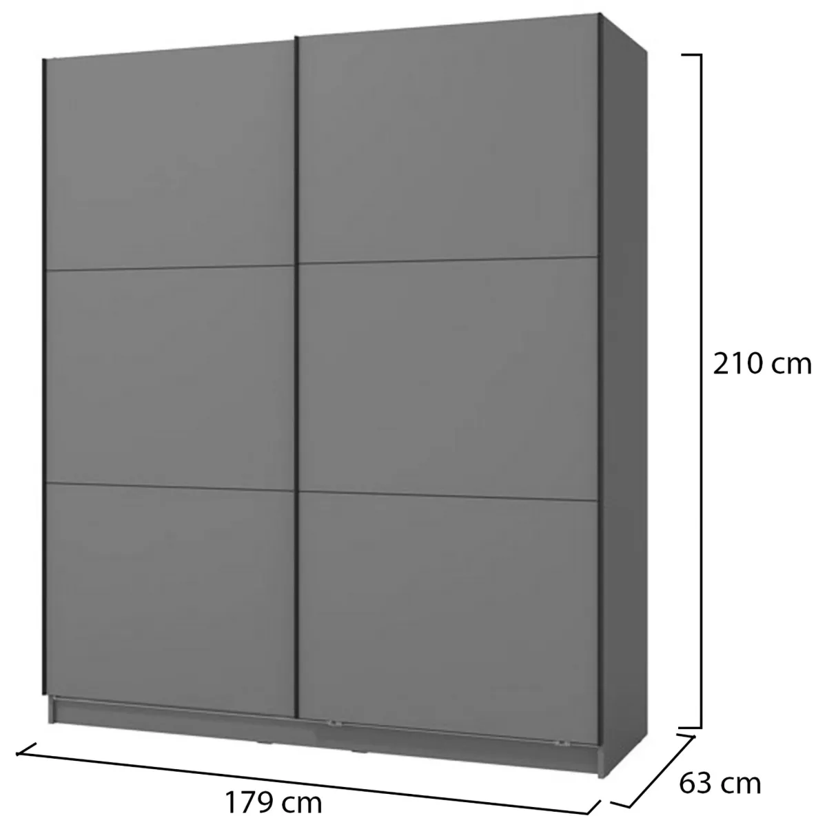 Altri Guardaroba > Dmora Guardaroba Grande 5 Ripiani Appendiabiti 179x210h cm, 2 Ante - Cerchio Nero Antracite