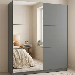 Altri Guardaroba > Dmora Guardaroba Grande 8 Ripiani Appendiabiti 217x210h cm, 2 Ante - Piateda Nero Antracite