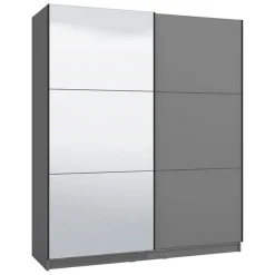 Altri Guardaroba > Dmora Guardaroba Grande 8 Ripiani Appendiabiti 217x210h cm, 2 Ante - Piateda Nero Antracite