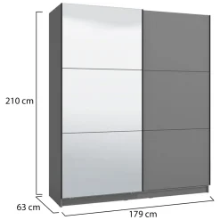 Altri Guardaroba > Dmora Guardaroba Grande 8 Ripiani Appendiabiti 217x210h cm, 2 Ante - Piateda Nero Antracite