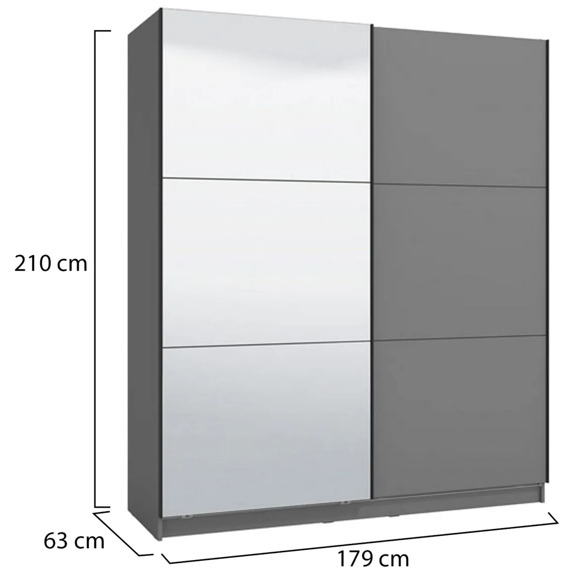 Altri Guardaroba > Dmora Guardaroba Grande 8 Ripiani Appendiabiti 217x210h cm, 2 Ante - Piateda Nero Antracite