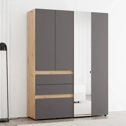 Altri Guardaroba > Dmora Guardaroba Grande Nero Antracite Nero Fume Appendiabiti 10 Ripiani 270x210h cm, 6 Ante - Nogaro Nero Fume, Nero Antracite