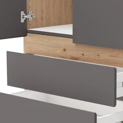 Guardaroba Grande Nero Antracite Marrone 3 Ripiani 3 Cassetti 155x208h cm, Appendiabiti - Ushuaia