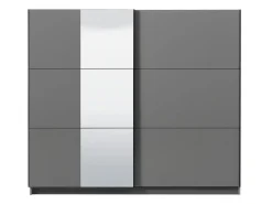 Guardaroba Grande Nero Antracite Trasparente Appendiabiti 8 Ripiani 236.5x210h cm, Apertura Scorrevole - Sorgono