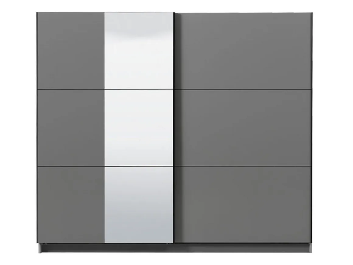 Guardaroba Grande Nero Antracite Trasparente Appendiabiti 8 Ripiani 236.5x210h cm, Apertura Scorrevole - Sorgono