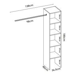 Guardaroba grande 4 ripiani bianco 137x185h cm - Adler