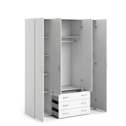 Altri Guardaroba > Dmora Guardaroba grande salvaspazio bianco e rovere 84x205h cm - Anzino Marrone, Bianco Rovere