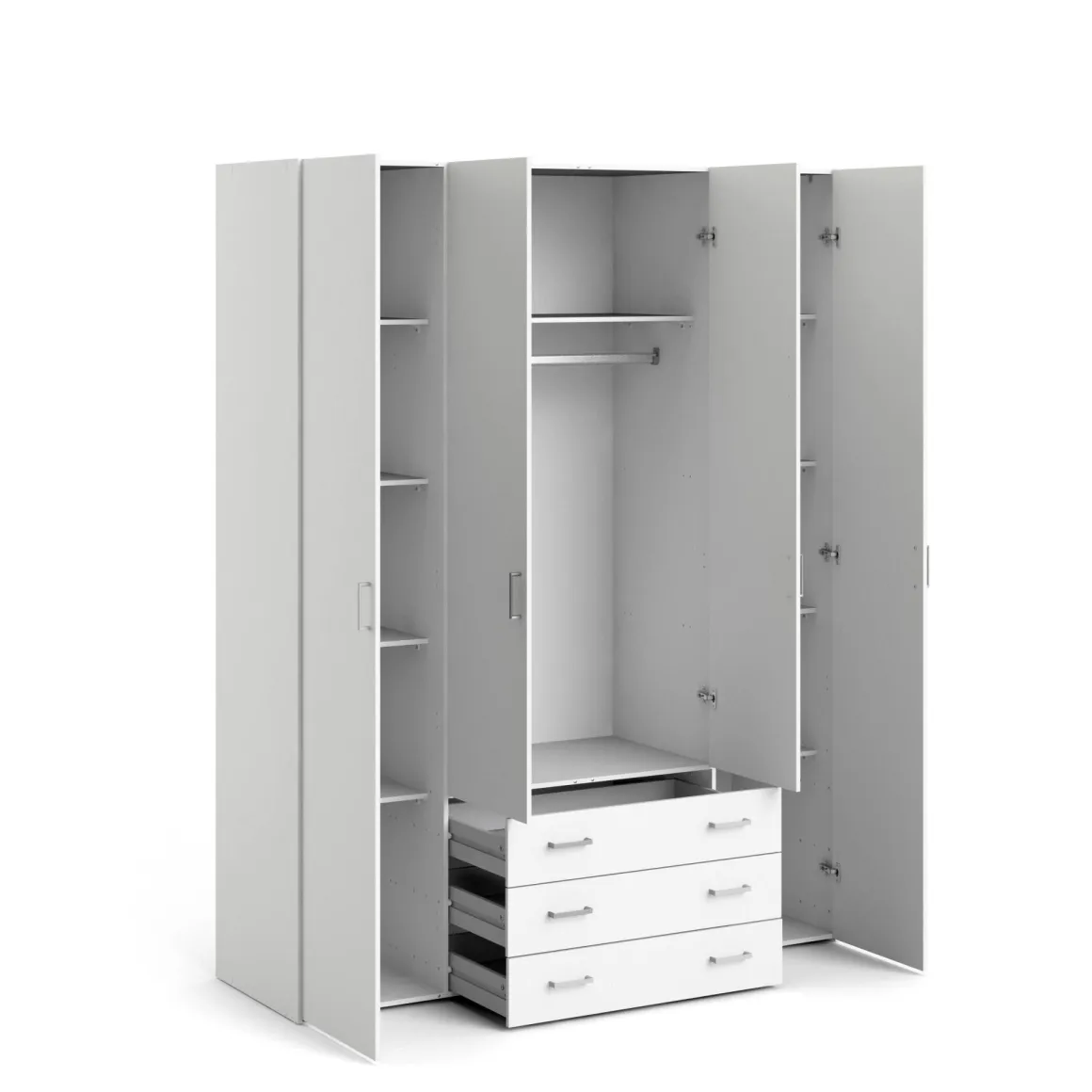 Altri Guardaroba > Dmora Guardaroba grande salvaspazio bianco e rovere 84x205h cm - Anzino Marrone, Bianco Rovere