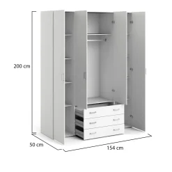 Altri Guardaroba > Dmora Guardaroba grande salvaspazio bianco e rovere 84x205h cm - Anzino Marrone, Bianco Rovere