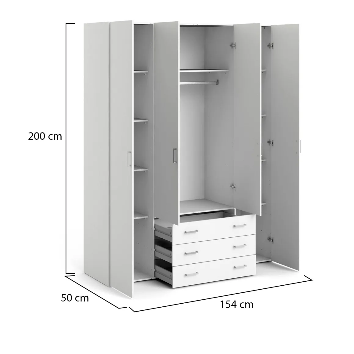Altri Guardaroba > Dmora Guardaroba grande salvaspazio bianco e rovere 84x205h cm - Anzino Marrone, Bianco Rovere