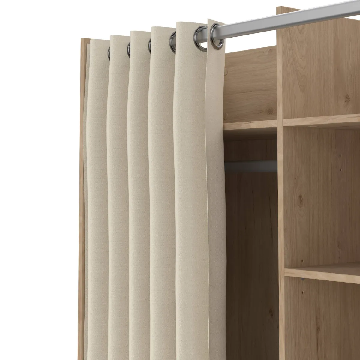 Altri Guardaroba > Dmora Guardaroba grande salvaspazio rovere e beige 99x160h cm - Alfangon Beige, Marrone Rovere