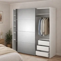 Guardaroba in legno bianco e grigio 182x201h cm - Angri