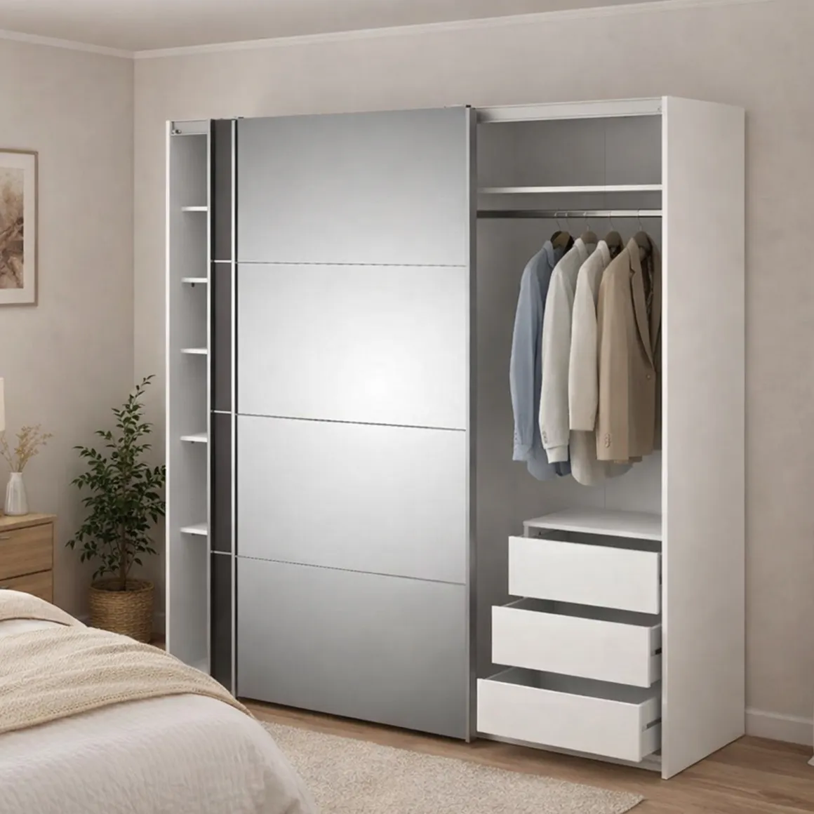 Guardaroba in legno bianco e grigio 182x201h cm - Angri