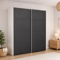 Guardaroba 2 Ante > Dmora Guardaroba in legno bianco e nero 182x220h cm - Paeng Nero, Bianco