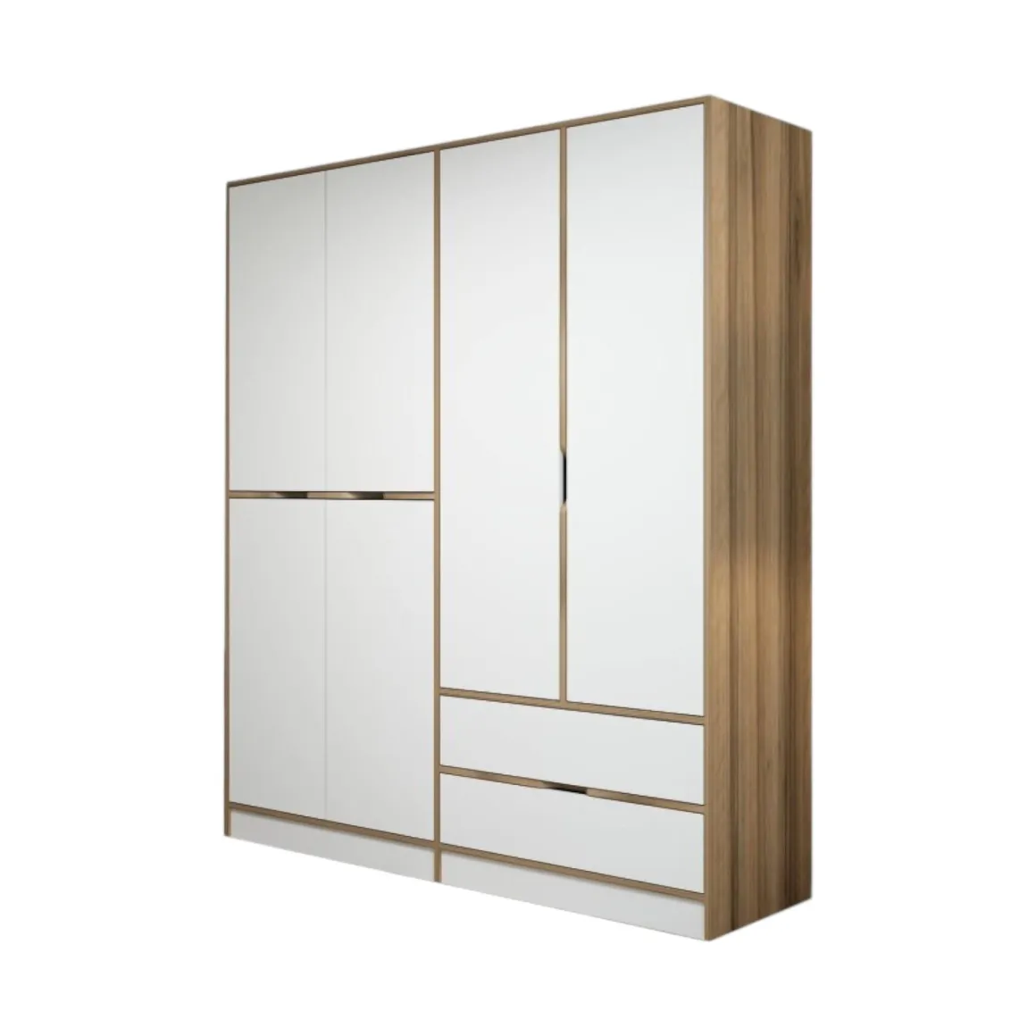 Guardaroba in legno bianco e oro 185x208h cm - Odalys