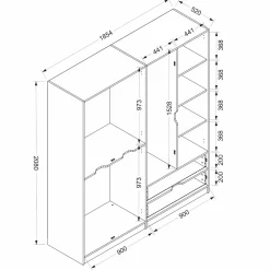 Guardaroba in legno bianco e oro 185x208h cm - Odalys