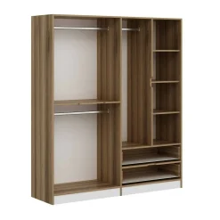 Guardaroba in legno bianco e oro 185x208h cm - Odalys