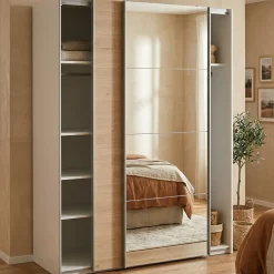 Guardaroba in legno bianco e rovere 150x200h cm - Seraphine
