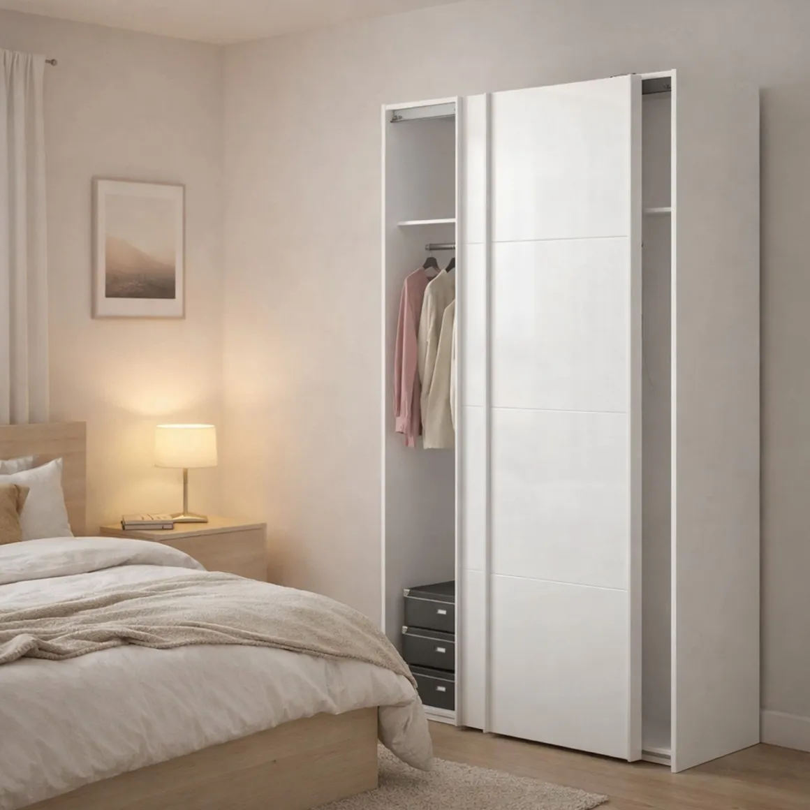 Guardaroba 2 Ante > Dmora Guardaroba in legno 182x220h cm - Paeng Bianco Lucido