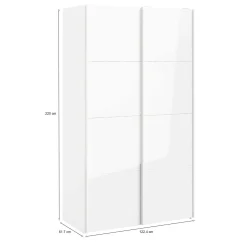 Guardaroba 2 Ante > Dmora Guardaroba in legno 182x220h cm - Paeng Bianco Lucido